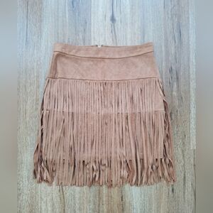 Womens Faux Suede Fringe Mini Skirt Boho Western Cowgirl Festival Size Small